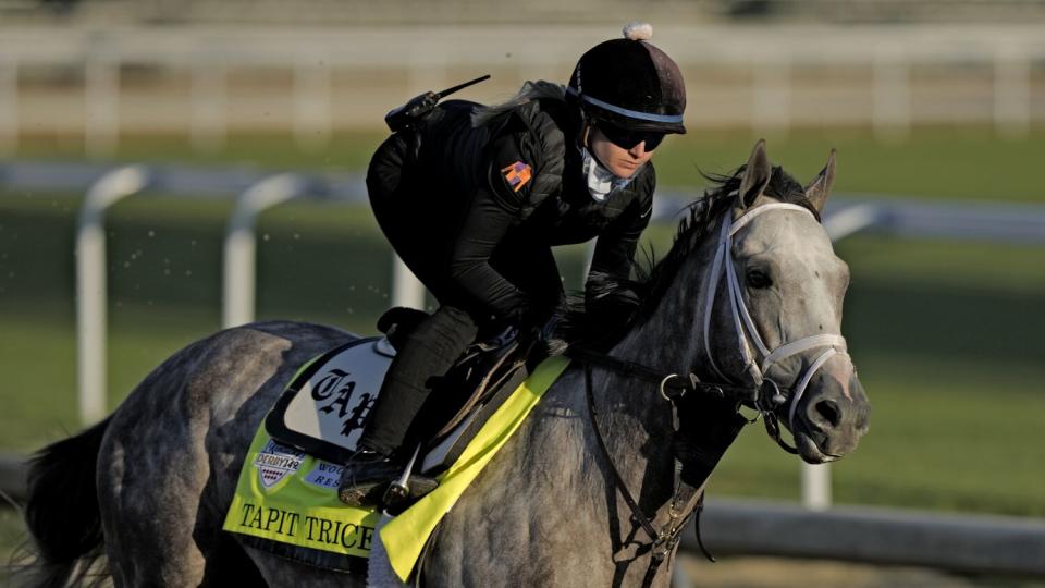 Kentucky Derby entrant Tapit Trice practices at Churchill Downs on May 2.