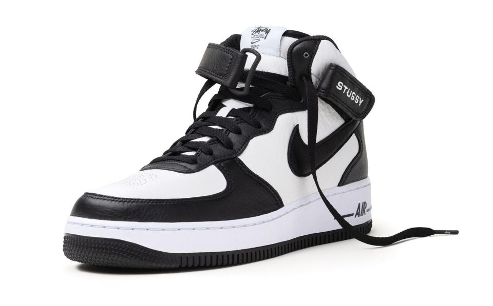 The Stüssy x Nike Air Force 1 Mid in the two-tone colorway. - Credit: Courtesy of Stüssy