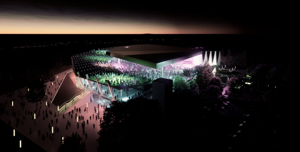 A rendering of the music campus planned for Coney Island.