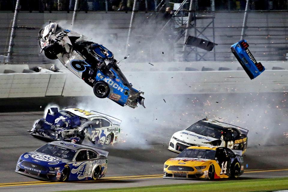 Newman's car soared through the air before being hit by another vehicle (USA TODAY Sports)