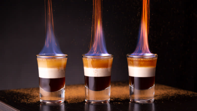 Three flaming B-52 shots