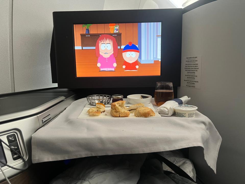 Eating afternoon tea while watching South Park.