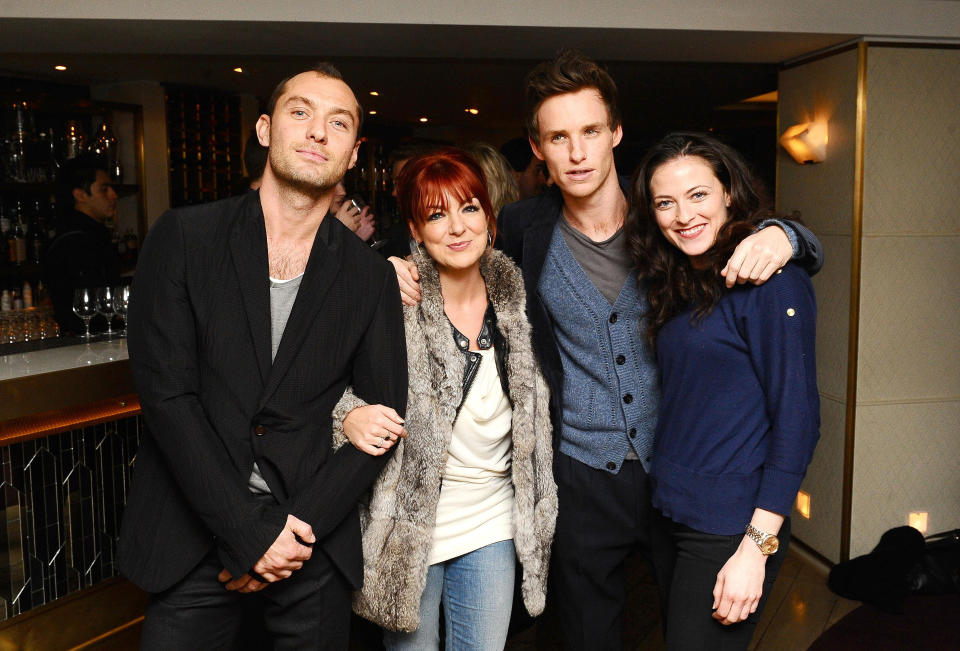 (left to right) Jude Law, Sheridan Smith, Eddie Redmayne and Lara Pulver during a reception at the Ivy Club in London to help raise funds for the National Youth Music Theatre.
