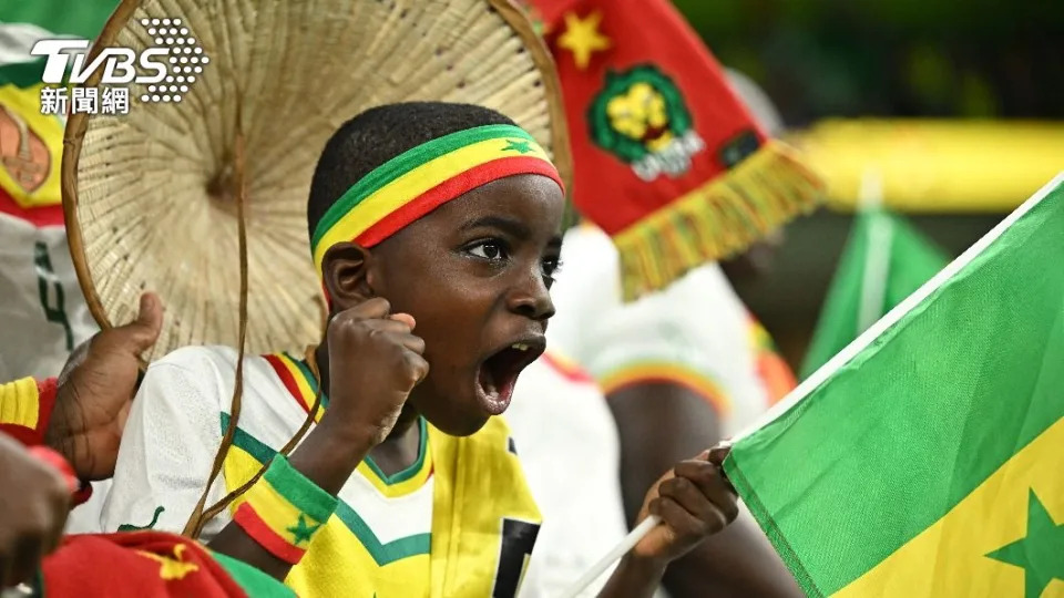 塞內加爾小球迷於觀眾席激動地為國家隊打氣。（圖／達志影像路透）