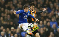 <p>Britain Football Soccer – Everton v Hull City – Premier League – Goodison Park – 18/3/17 Hull City’s Andrea Ranocchia in action with Everton’s Ross Barkley Action Images via Reuters / Jason Cairnduff Livepic EDITORIAL USE ONLY. No use with unauthorized audio, video, data, fixture lists, club/league logos or “live” services. Online in-match use limited to 45 images, no video emulation. No use in betting, games or single club/league/player publications. Please contact your account representative for further details. </p>