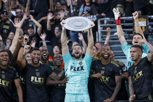 Los Angeles FC goalkeeper Maxime Crépeau (16) during a MLS match