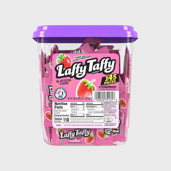 <a href="https://www.amazon.com/Laffy-Taffy-Candy-Strawberry-145Count/dp/B005K5GQLW/?tag=readerwp-20" rel="nofollow noopener" target="_blank" data-ylk="slk:Laffy Taffy Candy Jar, Strawberry;elm:context_link;itc:0;sec:content-canvas" class="link rapid-noclick-resp">Laffy Taffy Candy Jar, Strawberry</a>