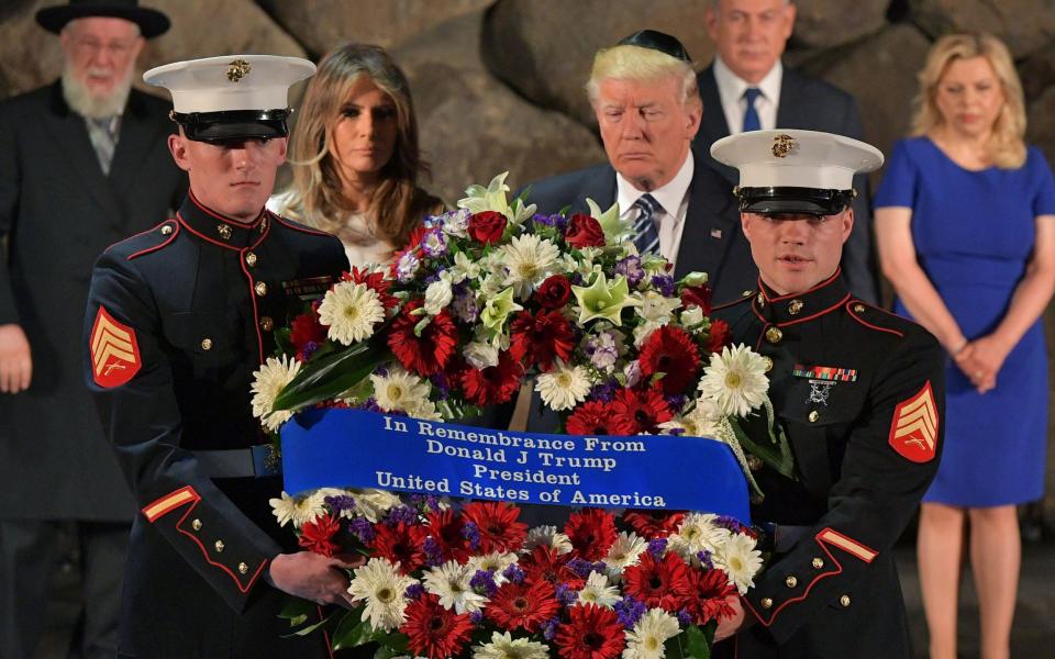 Donald and Melania Trump at Yad Vashem - Credit: MANDEL NGAN/AFP/Getty Images