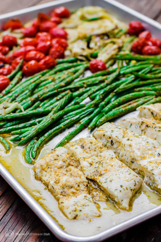 <p>The Mediterranean Dish</p><p>This will have them begging for more. Grab the recipe <a href="https://www.themediterraneandish.com/one-pan-mediterranean-baked-halibut-recipe-with-vegetables/" rel="nofollow noopener" target="_blank" data-ylk="slk:here;elm:context_link;itc:0;sec:content-canvas" class="link ">here</a>.</p>