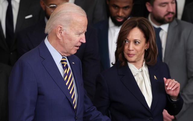 Biden and Harris together at a basketball game - Win McNamee/Getty Images
