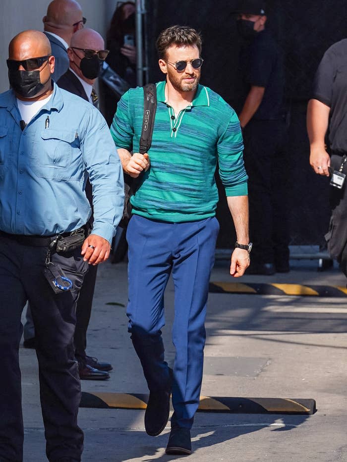 Chris Evans is seen arriving at 'Jimmy Kimmel Live' Show