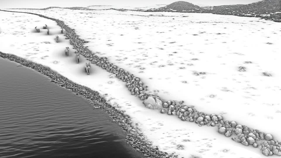 Researchers virtually reconstructed how the wall likely appeared during the Stone Age. - P. Hoy, University of Rostock, model created using Agisoft Metashape by J. Auer, LAKD M-V