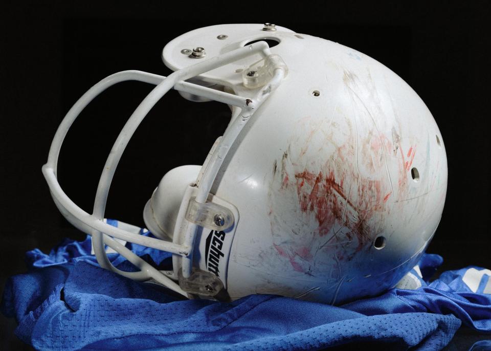 The scars on Barrett Callaghan’s helmet were a source of pride — now, they’re a painful reminder.
