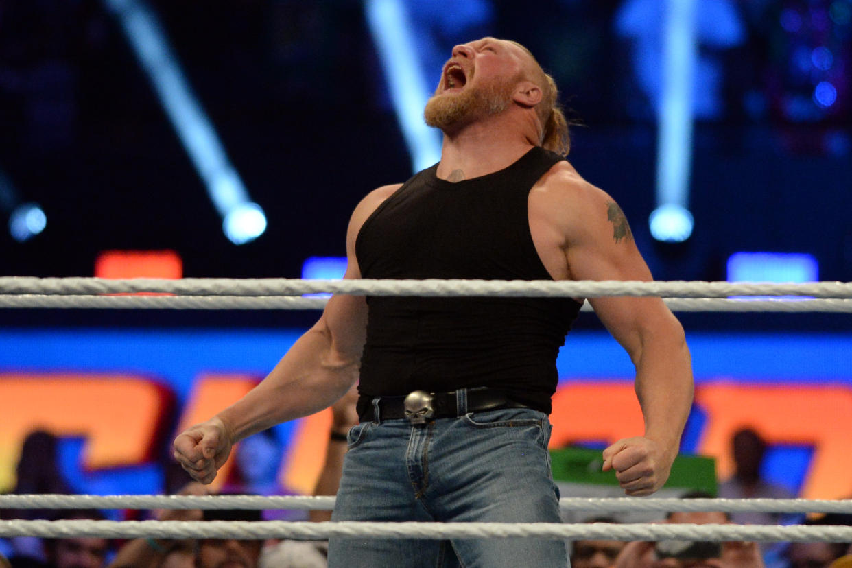 Brock Lesnar durante WWE SummerSlam 2021 en Las Vegas, Nevada. (Joe Camporeale-USA TODAY Sports)