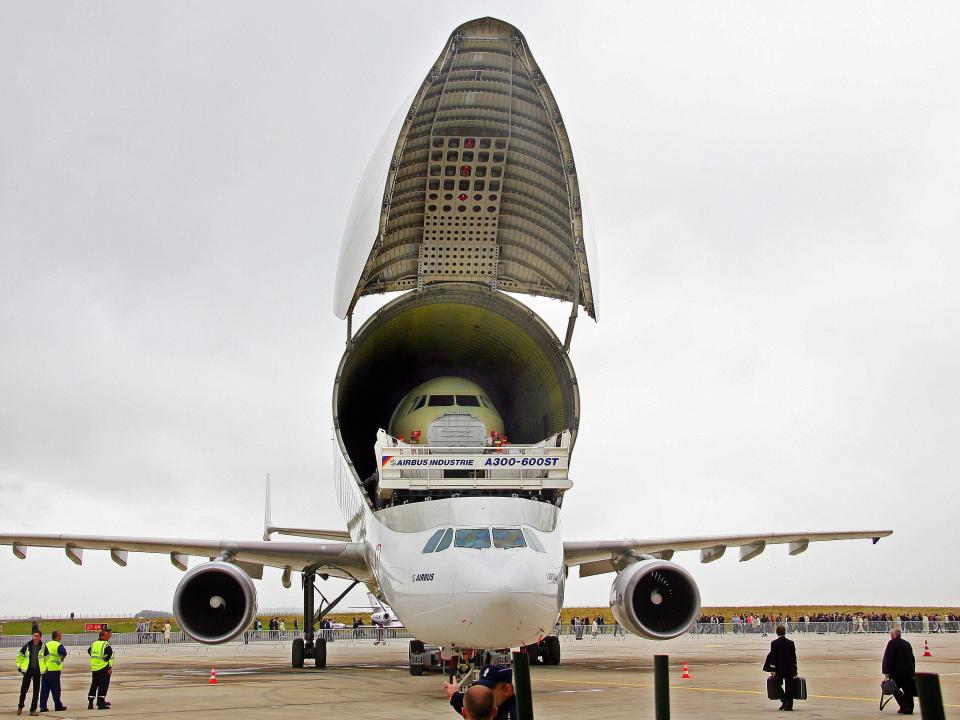 The BelugaST with an A320 fuselage inside.