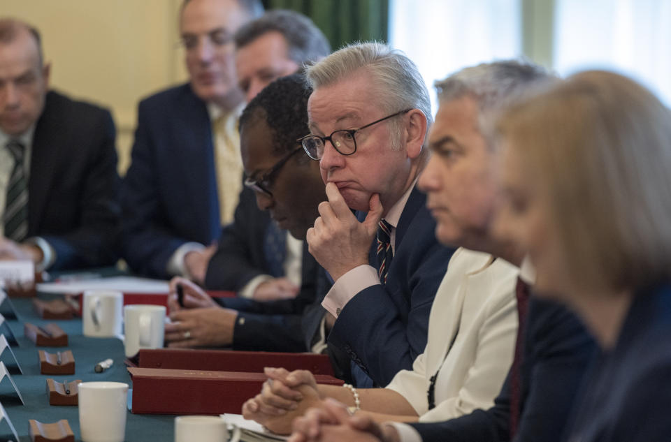 LONDON, ENGLAND - JULY 05: British Secretary of State for Levelling Up, Housing and Communities Michael Gove attends the weekly Cabinet meeting at Downing Street on July 5, 2022 in London, England. (Photo by Ian Vogler - Pool/Getty Images)