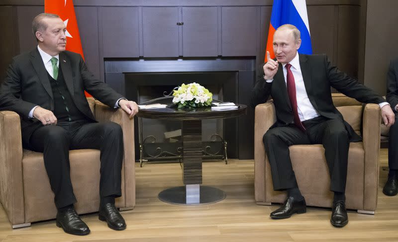 FILE PHOTO: Russian President Putin meets his Turkish counterpart Erdogan in Sochi