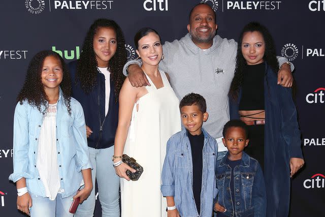 <p>David Livingston/Getty</p> Kenya Barris, Dr. Rainbow Edwards-Barris and their family in 2016