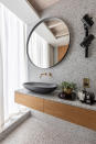 <p> One for the more daring, terrazzo is a statement alright – especially when it's used to cover the floor <em>and</em> walls of a bathroom. Even though the space is small, you'll notice that the on-trend pattern doesn't feel enclosed – instead, these tiles add a designer touch and make the space feel more like a very luxury bathroom idea or wet room. </p> <p> It's been softened with natural textures and floaty fabrics to make it even easier on the eye. If you don't want to take it this far, a terrazzo floor looks amazing with white walls as a nod to the trend. </p>
