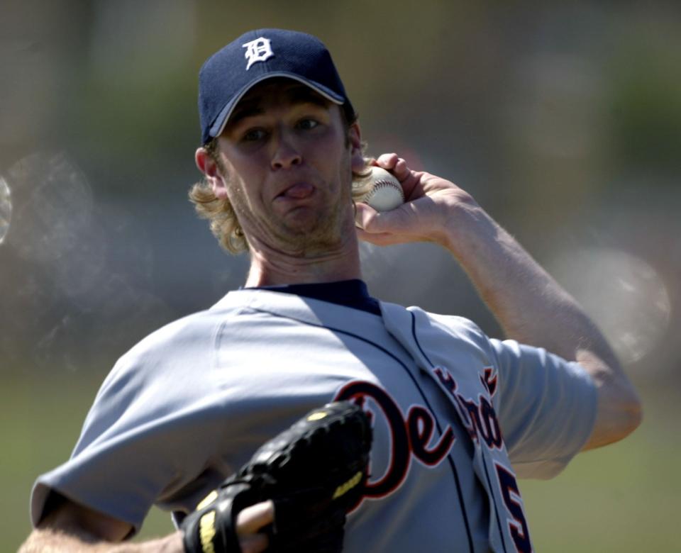 Detroit Tiger Andy Van Hekken  throws live batting practice at the Tigers Spring Training complex in Lakeland, Fla. in 2003.