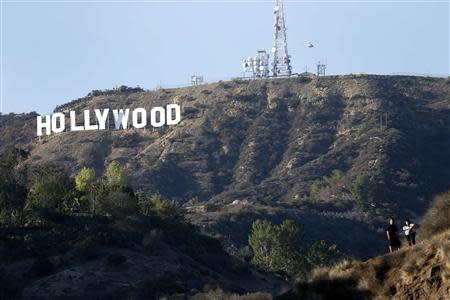 A view of the Hollywood sign from Bronson Canyon park in Hollywood, California February 21, 2014. REUTERS/Mario Anzuoni