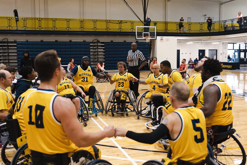 University of Michigan's wheelchair basketball team at the 2022 Wolverine Invitational on Oct. 1, 2022.