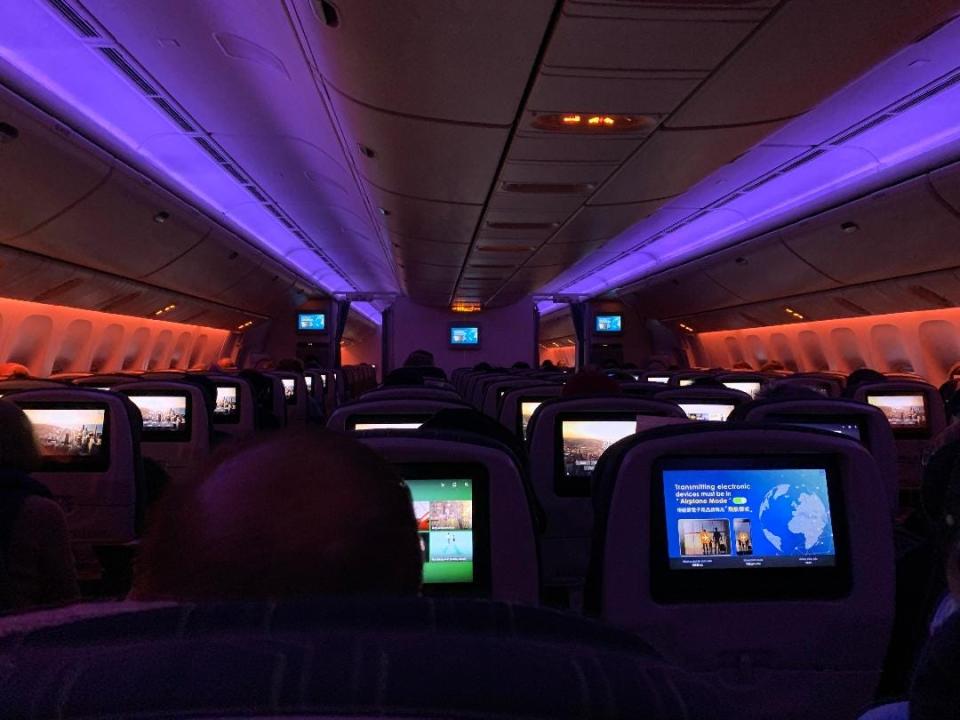 plane cabin at night