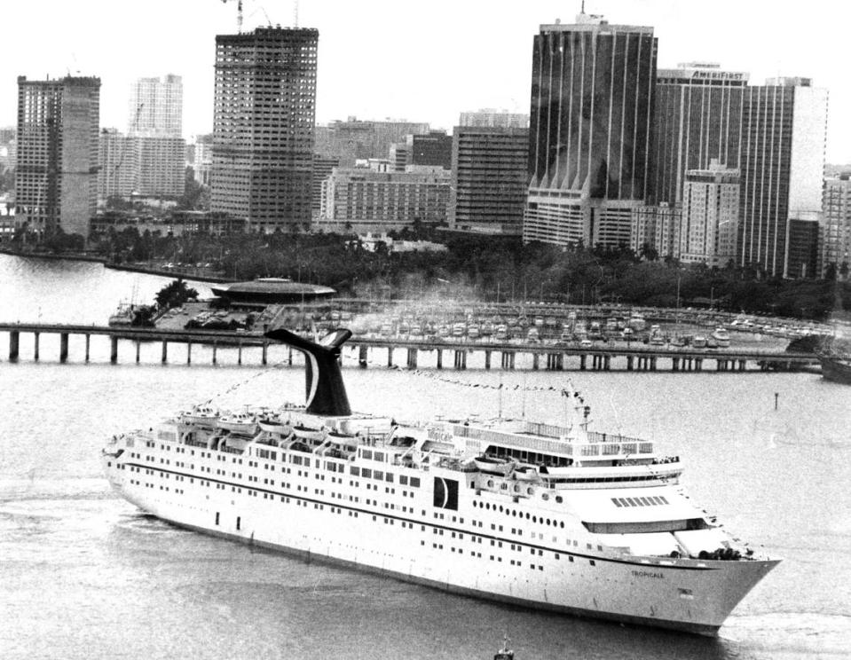 Cruise ship Tropical at the Miami seaport in 1982.