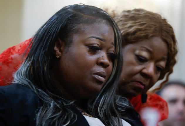 Wandrea “Shaye” Moss (left), a former Georgia election worker, is comforted by her mother, Ruby Freeman, as Moss testifies during a hearing of the House Jan. 6 committee in the Cannon House Office Building on June 21. (Photo: Chip Somodevilla via Getty Images)