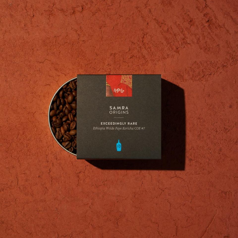 Samra Origins coffee, a partnership with Abel “The Weeknd” Tesfaye and his record label, XO, and Blue Bottle Coffee of Oakland, Calif., launches in May with a limited release of Exceedingly Rare Ethiopia Wolde Faye Koricha COE #7 ($65 per 100 gram tin), available exclusively online at www.samraorigins.com.