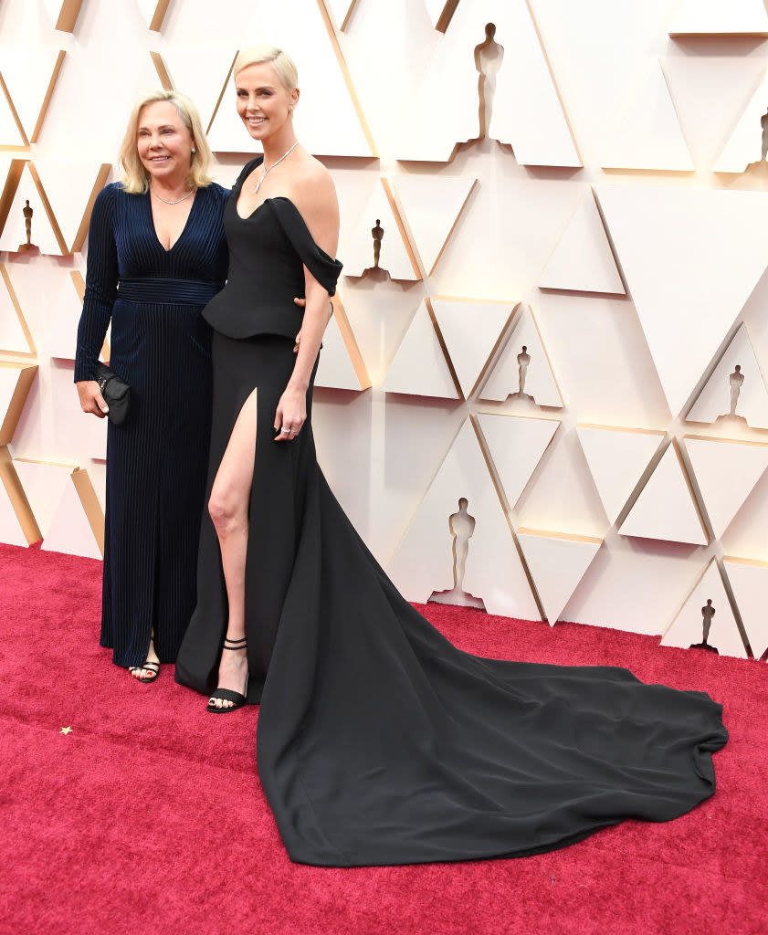 Charlize with her mom on the red carpet