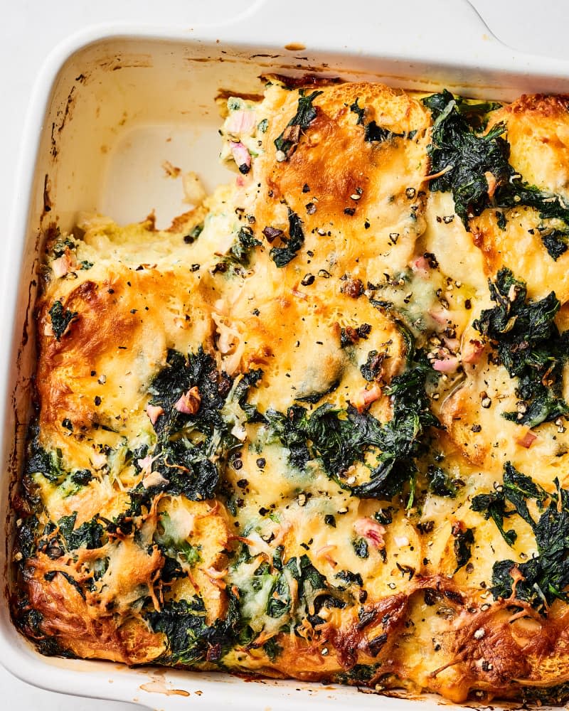 Breakfast Strata with Spinach and Gruyère