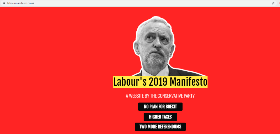 Labourmanifesto.co.uk has been set up by the Conservative Party. (PA)