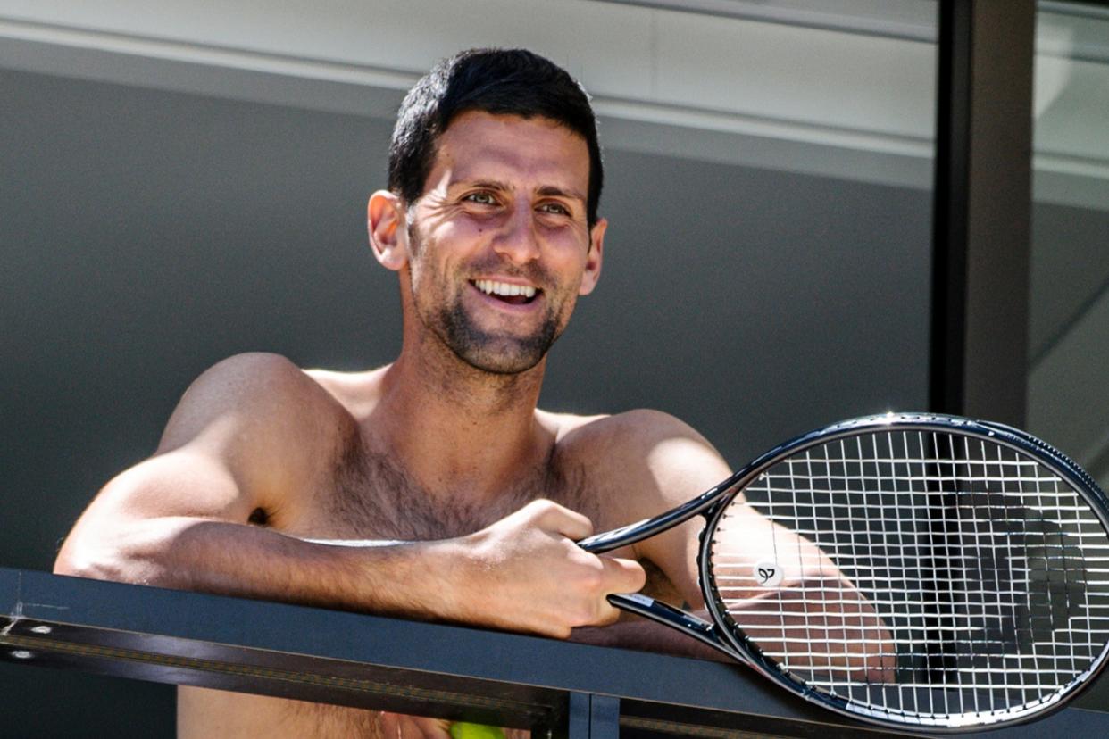 <p>Novak Djokovic is currently quarantining at a hotel in Adelaide</p> (AFP via Getty Images)