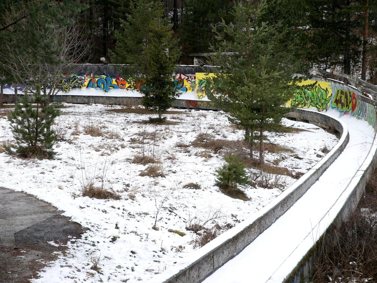 Bobsleigh track is seen on Mount Trebevic in Sarajevo