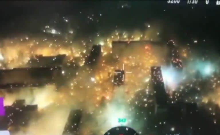 Captura del video difundido por el Ministerio de Defensa ucraniano, que denunció un ataque ruso con fósforo blanco