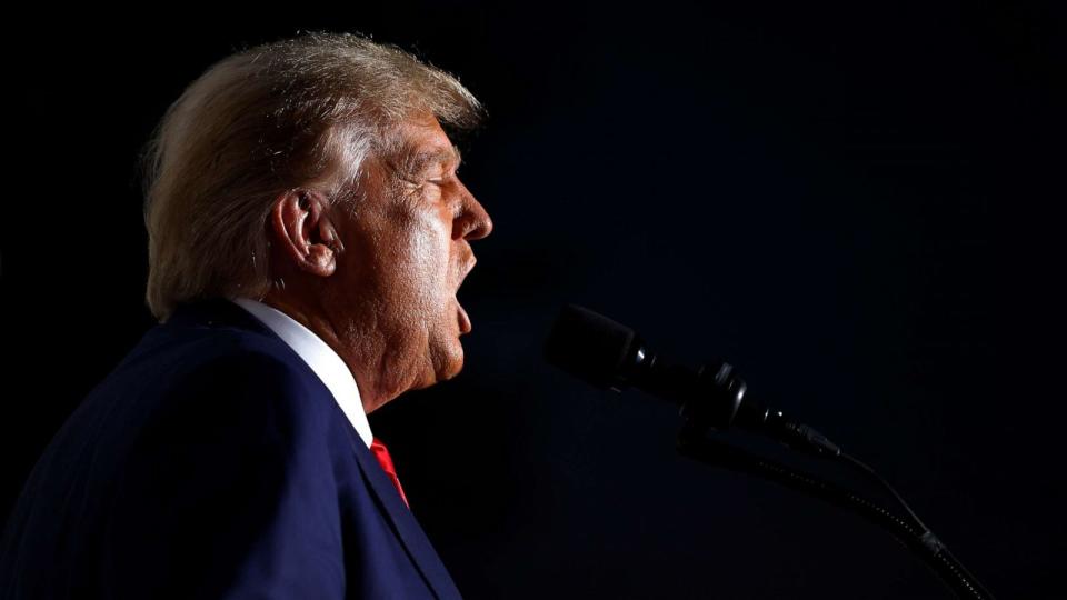 PHOTO: Former President Donald Trump speaks at the Trump National Golf Club on June 13, 2023 in Bedminster, N. J. (Chip Somodevilla/Getty Images)