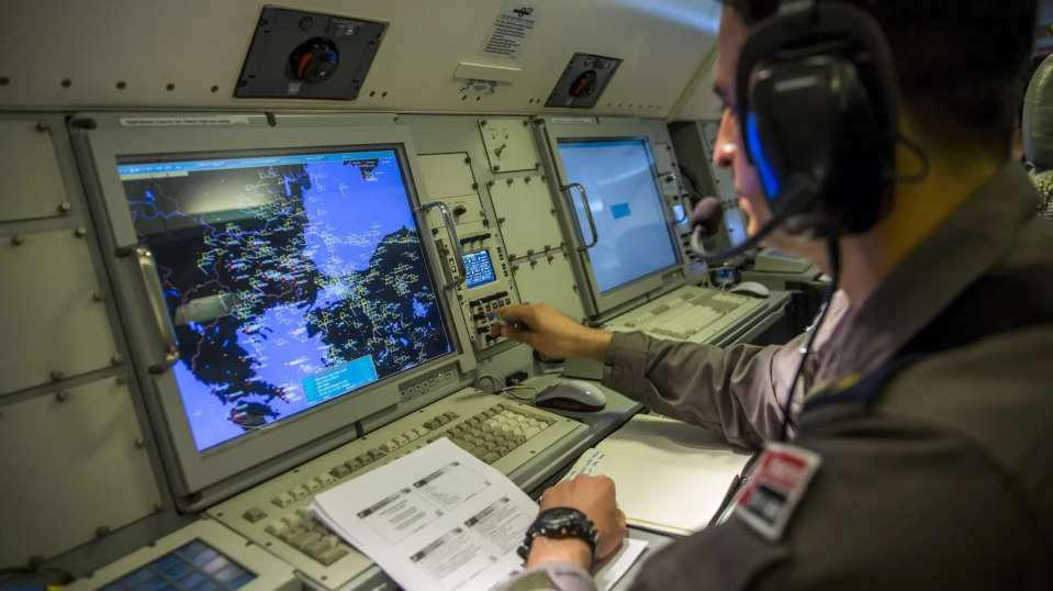 Turkish radar operator aboard a Turkish Air Force E-7 Wedgetail AEW&C aircraft. <em>Photo by Orhan Akkanat/Anadolu Agency/Getty Images</em>