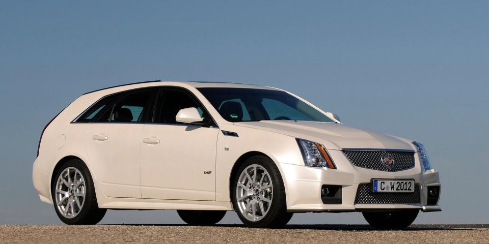 <p>The normal version of Cadillac's sedan wasn't the most interesting car in the world. But then Cadillac introduced the high-performance CTS-V, complete with a 556-horsepower supercharged V-8, an available manual transmission, and an optional wagon bodystyle. <a href="https://www.ebay.com/itm/2012-Cadillac-CTS-V/174276353393?hash=item2893ae1d71:g:lKcAAOSwFG1emOQN" rel="nofollow noopener" target="_blank" data-ylk="slk:This wagon version;elm:context_link;itc:0;sec:content-canvas" class="link ">This wagon version</a> can be yours today. </p>