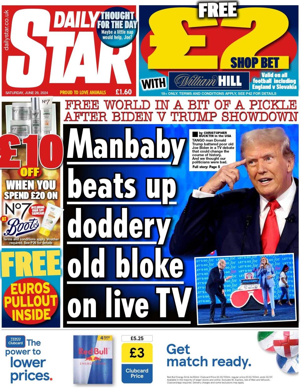 Daily Star: Manbaby beats up doddery old bloke live on TV