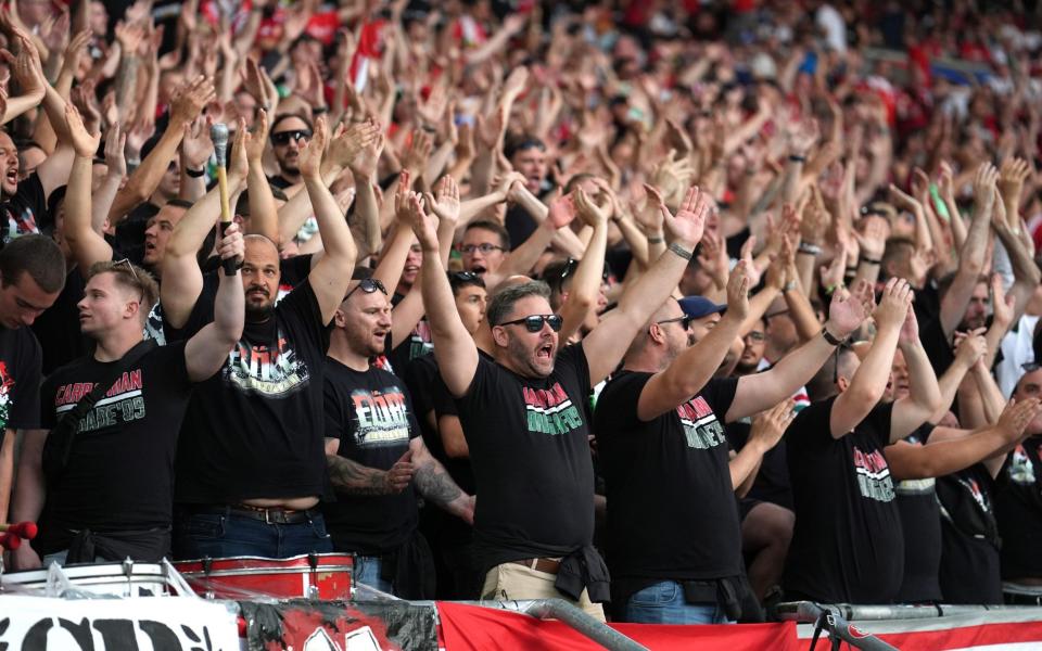 Hungary fans in the stands ahead of the UEFA Euro 2024 Group A match at the Stuttgart Arena