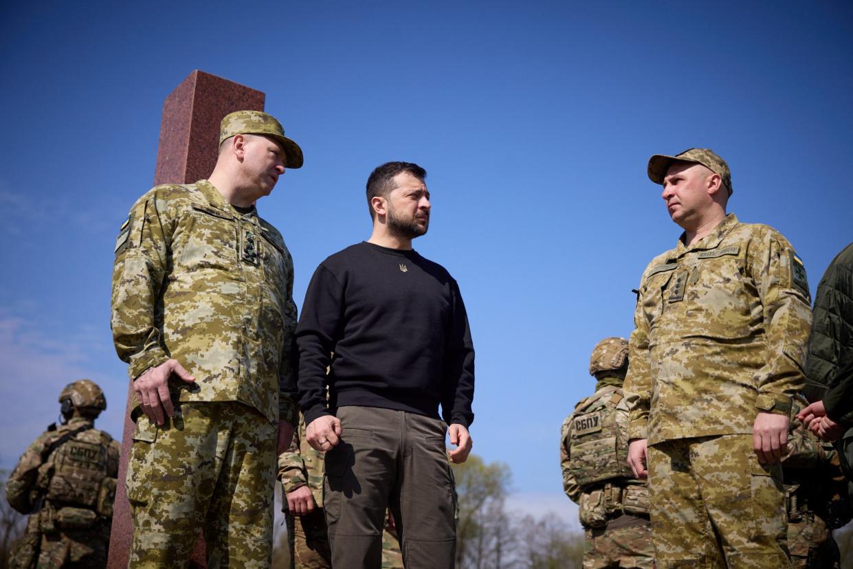 Zelensky visits the border with Belarus in Volyn region, western Ukraine (Reuters)