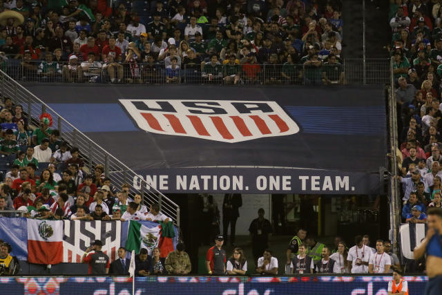 NASHVILLE, TN - SEPTEMBER 11: The U.S. Soccer logo is on display during the game between the United States National team and the Mexico National team on September 11, 2018 at Nissan Stadium in Nashville, Tennessee. (Photo by Michael Wade/Icon Sportswire via Getty Images)