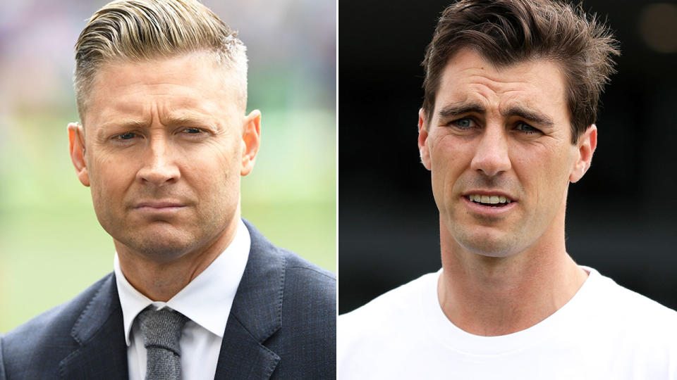 Pictured left, former Australia cricket captain Michael Clarke and current skipper Pat Cummins.