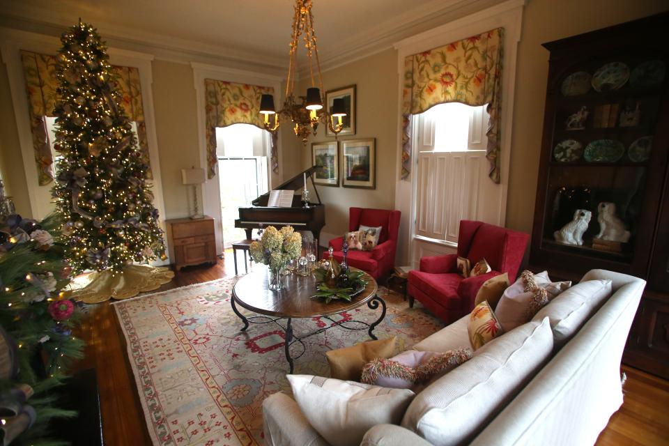 The living room has a Victorian feel because it was added on the the 1870’s. It is decorated for Christmas in Glenna Hanks Wade’s home on Main Street in Madison, Indiana. 
Oct. 30, 2023