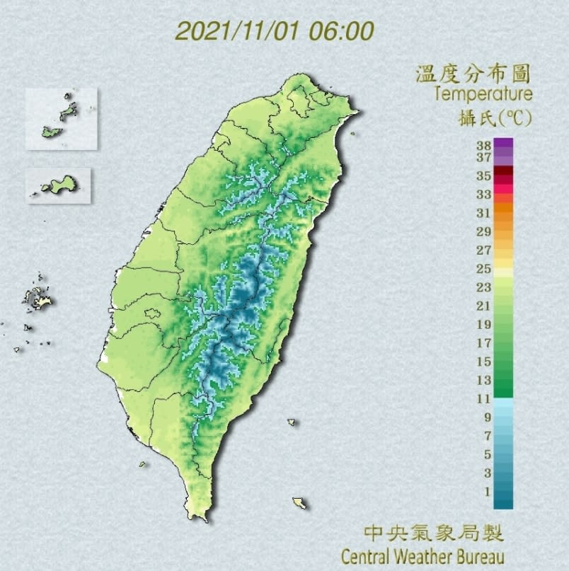 今天早晚仍是偏涼的天氣型態。（圖／翻攝自中央氣象局）