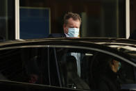 Britain's chief negotiator David Frost leaves after a meeting with European Commission's Head of Task Force for Relations with the United Kingdom Michel Barnier in Brussels, Sunday, Dec. 13, 2020. Facing yet another self-imposed Brexit deadline on Sunday, the chief negotiators from the European Union and United Kingdom were making last-ditch efforts to scale differences on a trade deal that have proved insurmountable for the best part of the year. (AP photo/Francisco Seco)