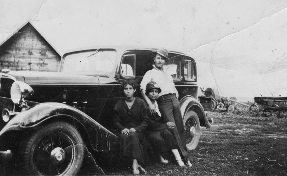 Aurora Rivera (left), Isabel Rivera Ayala and John Ayala, shown in about 1935, were among people who came to Iowa to work on sugar beet farms and for railroads. Iowa was an attractive place for immigrant families until restrictive federal legislation was passed in 1924.