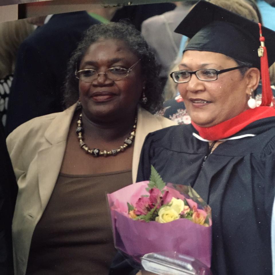 The Rev. Sharon Risher at her seminary graduation in Austin, Texas, in 2007 with her mother, Ethel Lee Lance.