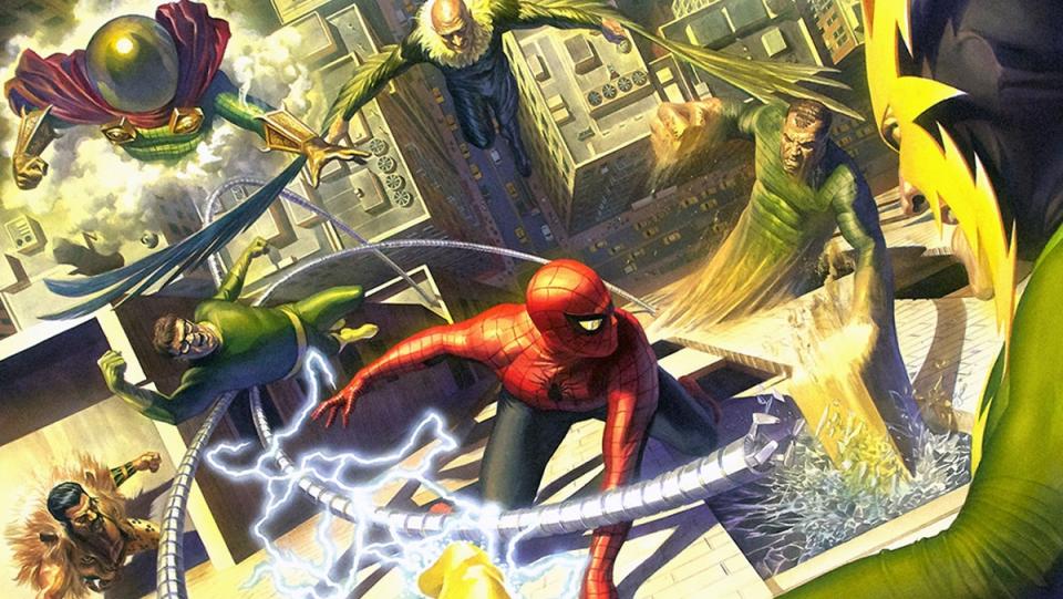 Spider-Man fighting the Sinister Six